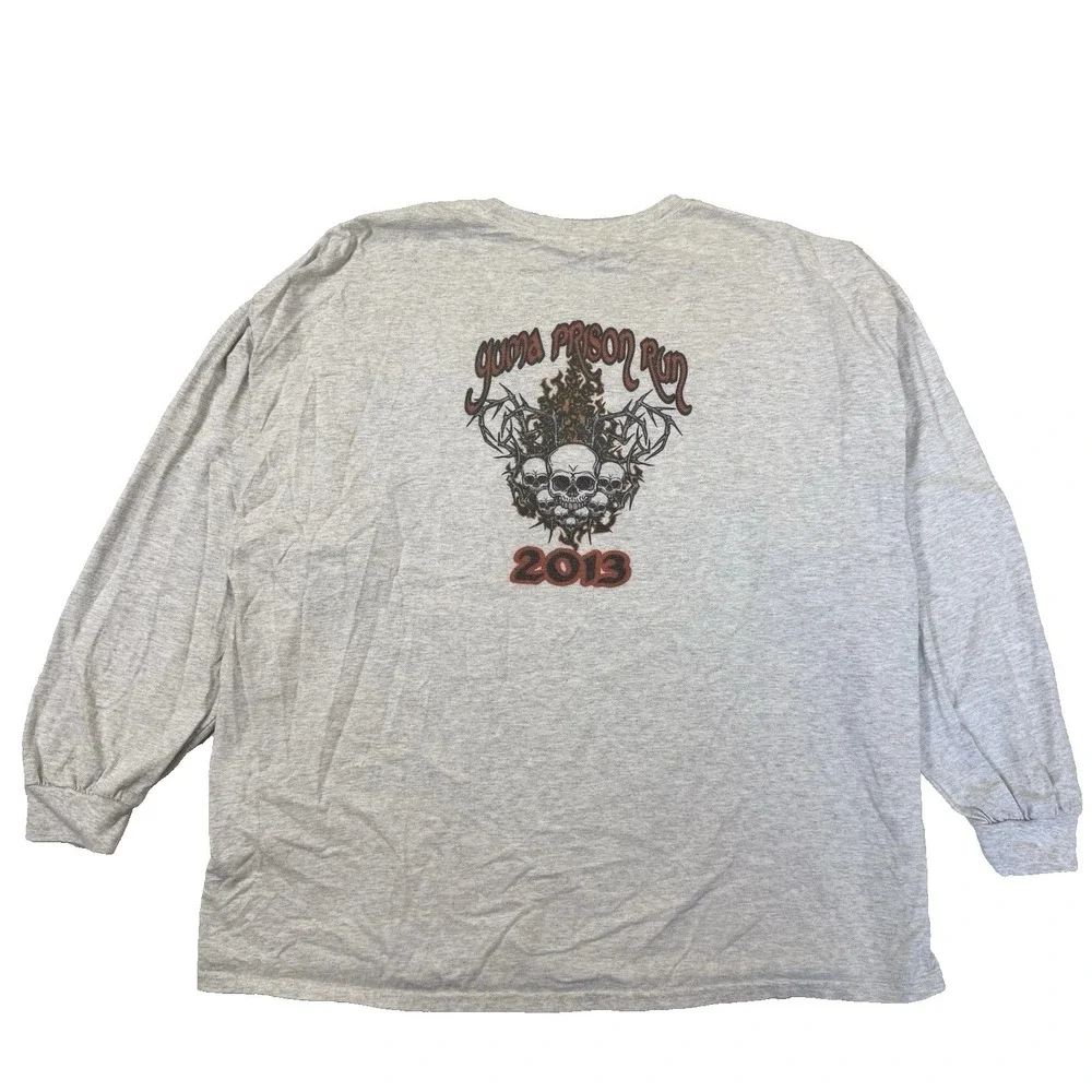 Yuma Prison Run 2013 Men's Long Sleeve Shirt 3XL Gray Skull Biker Motorcycle